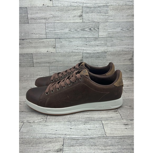 Kuru Shoes Mens Sz 9.5 Brown Leather Low Top Sneakers Kurucloud Comfort Walking - Picture 4 of 12
